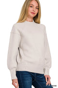 Viscose Mock Neck Exposed Seam Sweater