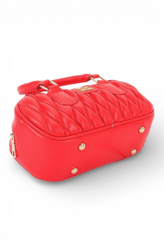 Fashion Handbag Faux Leather Quilted Top Handle Swing Bag Stylish Chic Accessory