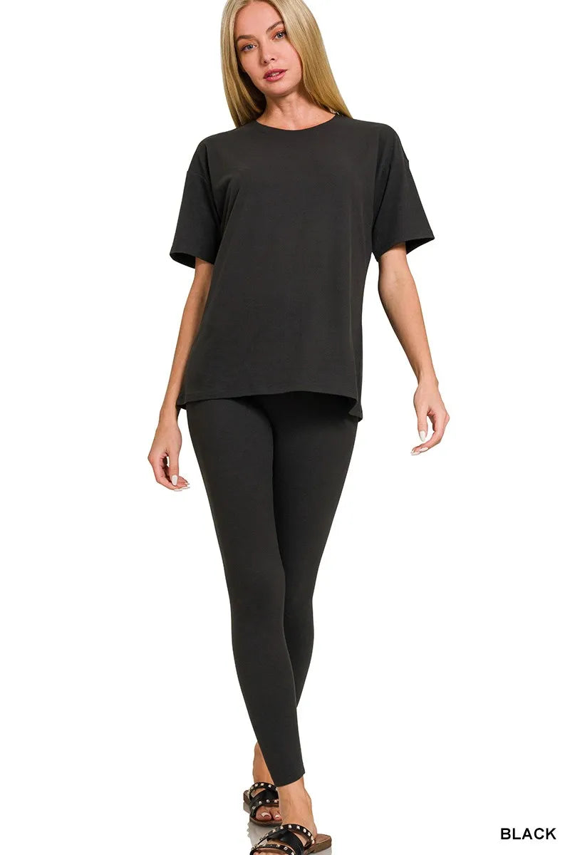 I am a Fashion junky Full Size Brushed Dty Microfiber Short Sleeve Top and Pants Loungewear Set Plus Size