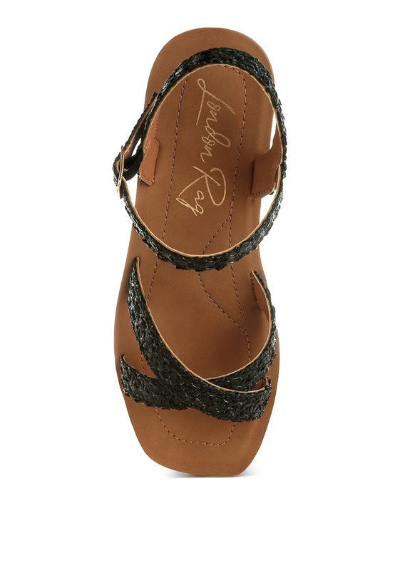 Sephone Woven Square Toe Wedges
