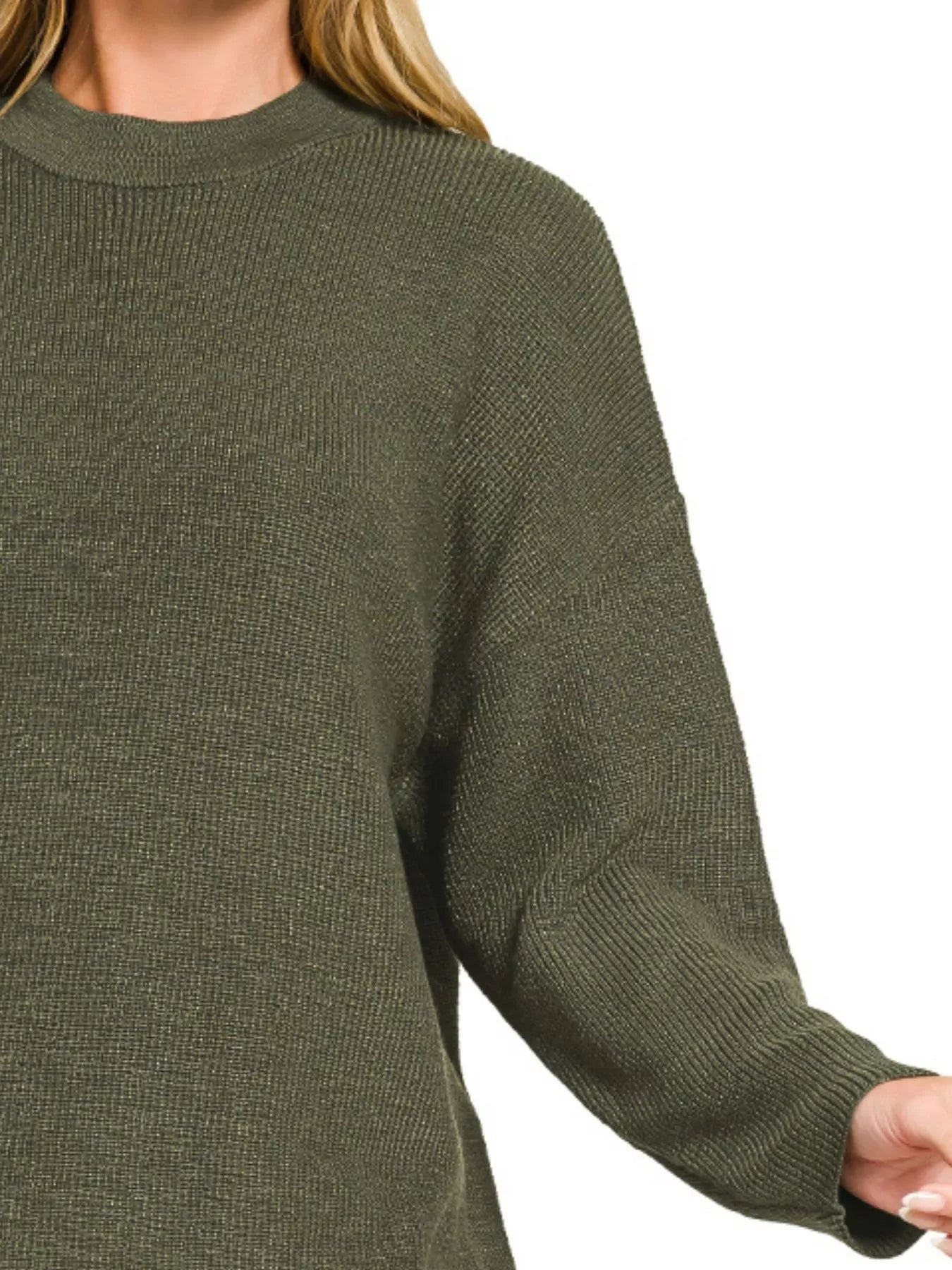 Round Neck Knit Top and Shorts Sweater Set
