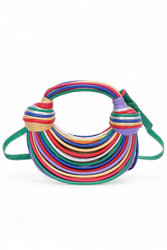 Faux Leather String Rope Top Handle Swing Bag