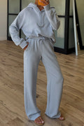 Beau Blue Half Zip Thumbhole Sleeve Hoodie Active Pants 2pcs Outfit