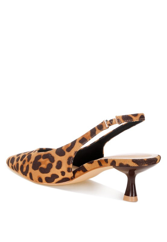 Inana Leopard Slingback Kitten Heels