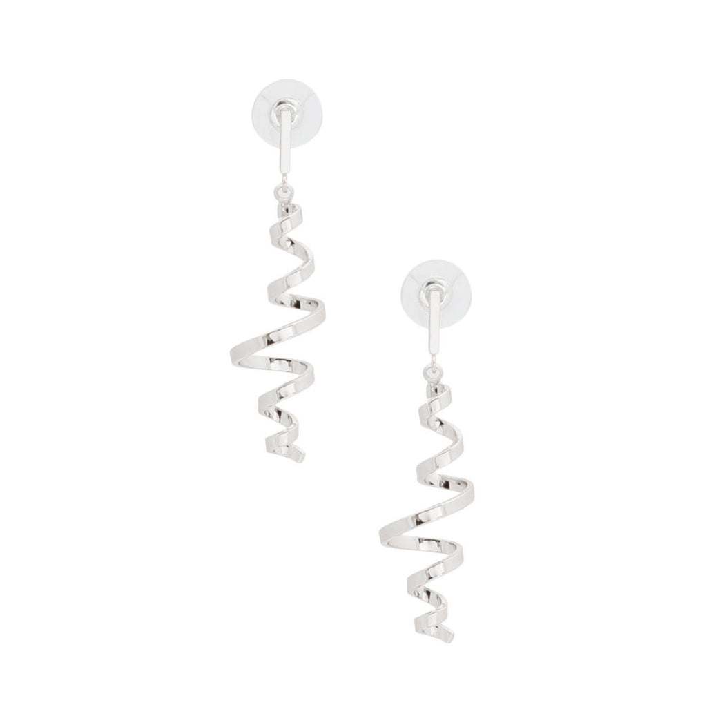 Spiral Curl Silver Metal Earrings – Trendy Statement Jewelry