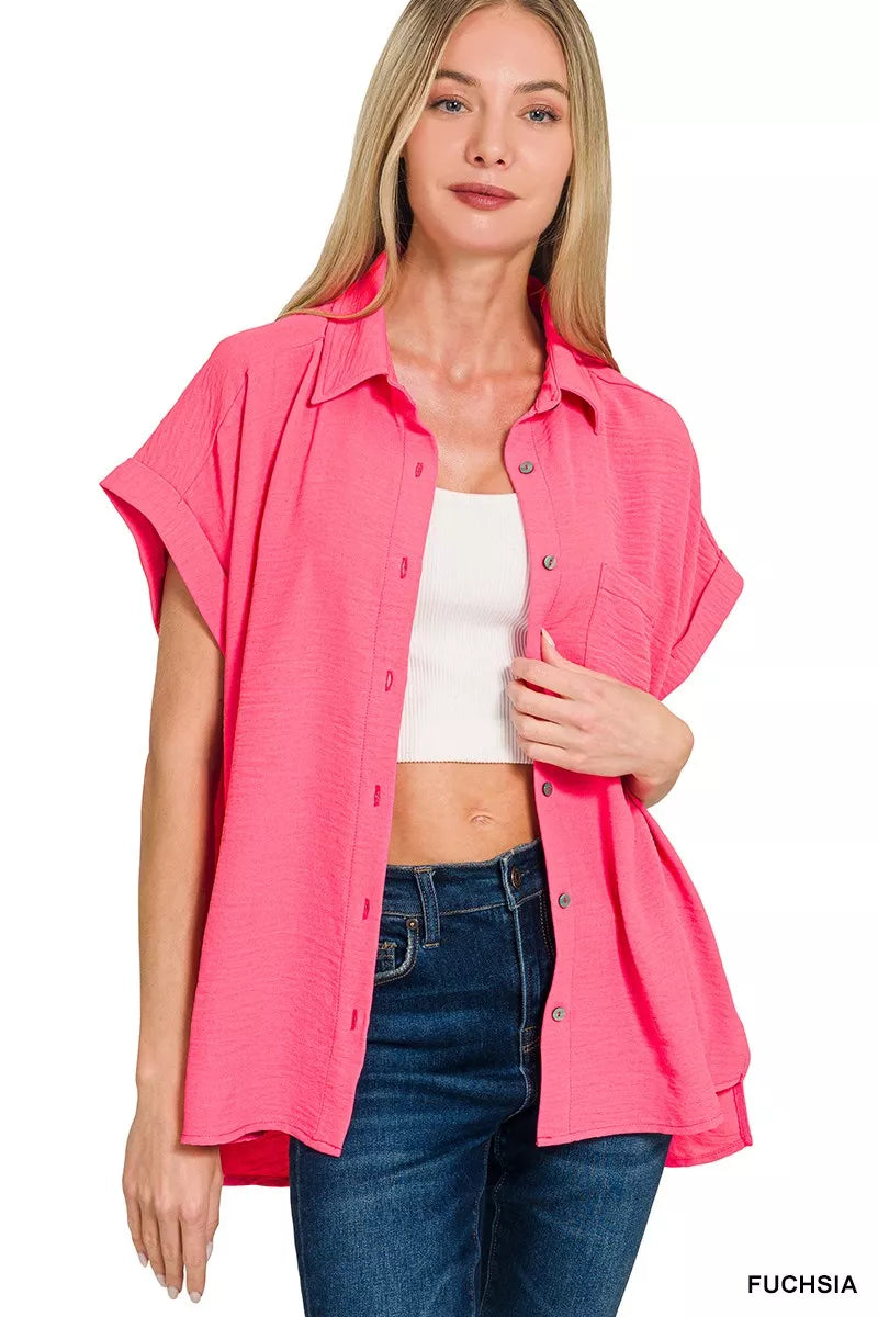 Woven Airflow Button Down Shirt