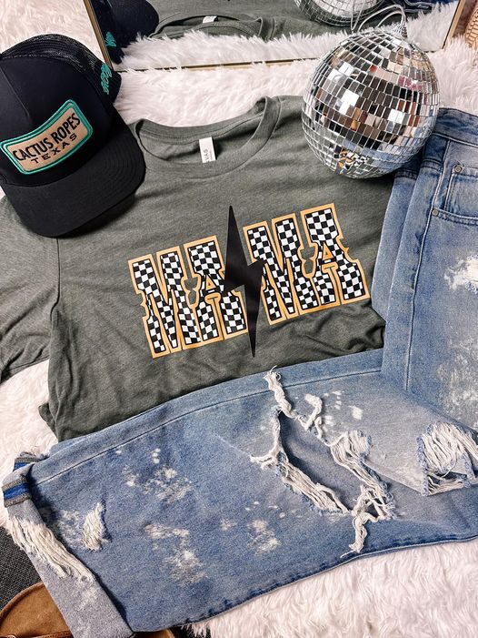 Checkered Mama Bolt Bella Canvas Graphic Tee