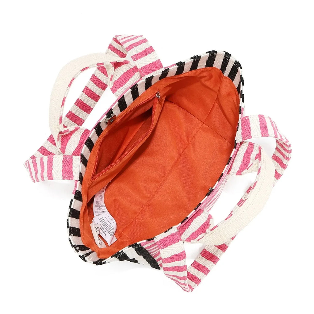 Letter Striped Tote Bag