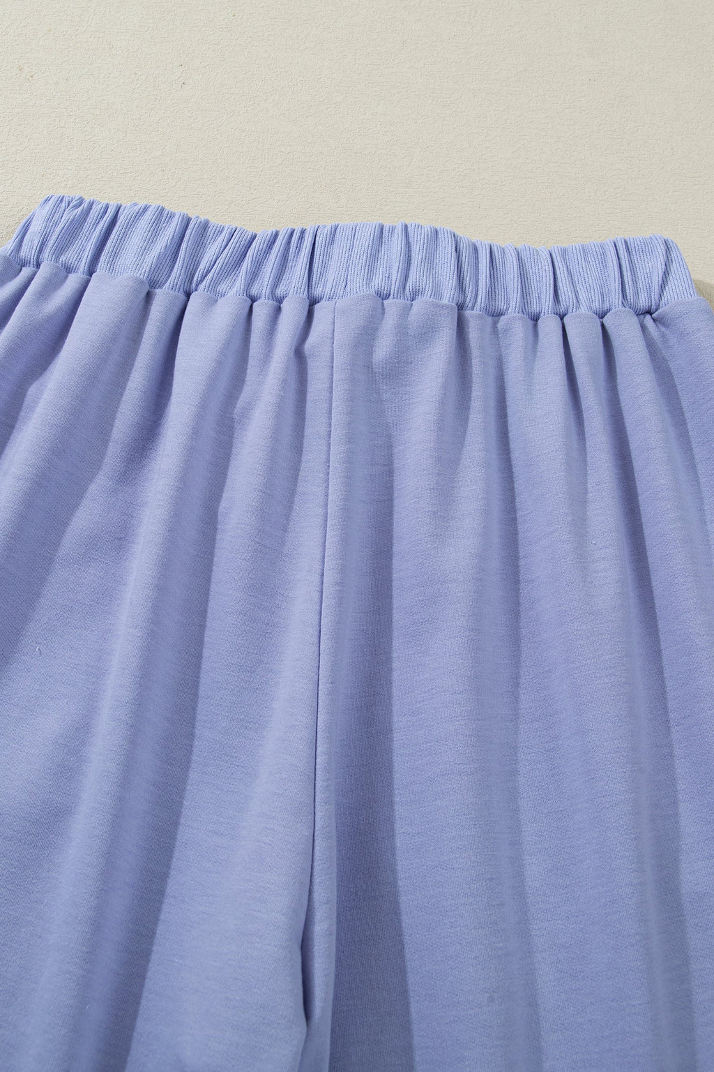 Beau Blue Flounce Long Sleeve Top Drawstring Pants Contrast Velvet Bow Knot 2pcs Lounge Set