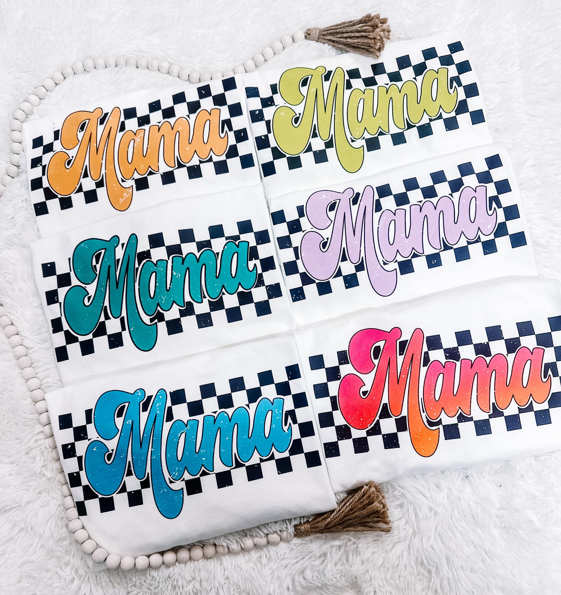 Checkered Retro Mama Comfort Colors Graphic Tee