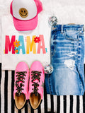 Rainbow Floral Mama Comfort Colors Graphic Tee