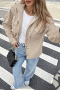 Beige 2 in 1 Thermal Knit Textured Hooded Jacket