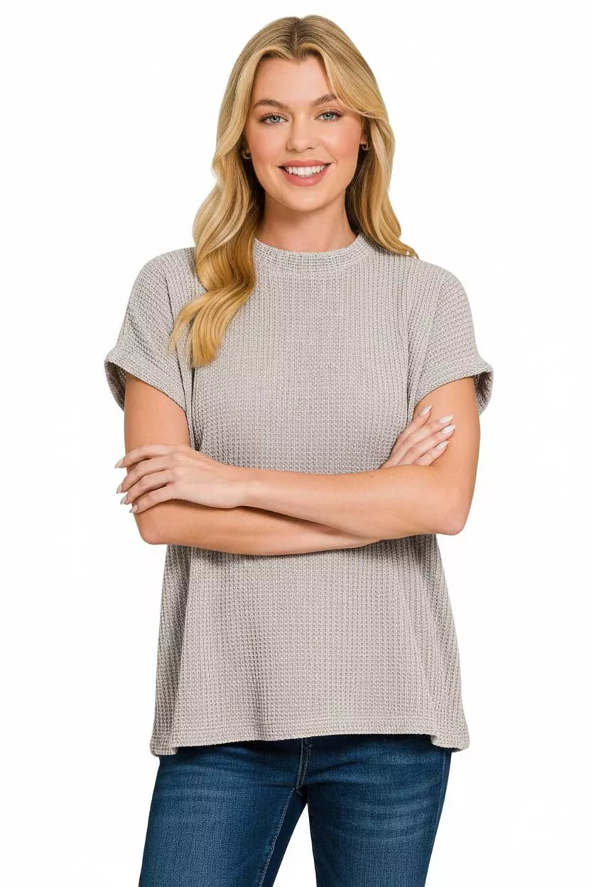 Chenille Waffle Cap Sleeve Sweater