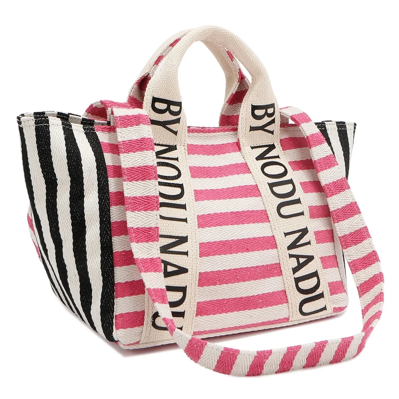 Letter Striped Tote Bag