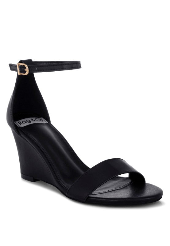 Pobora Genuine Leather Slim Wedge Heel Sandals