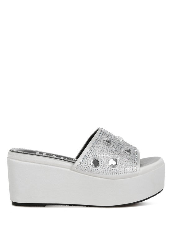 Meta charts Diamante & Rhinestone Flatform Sandals