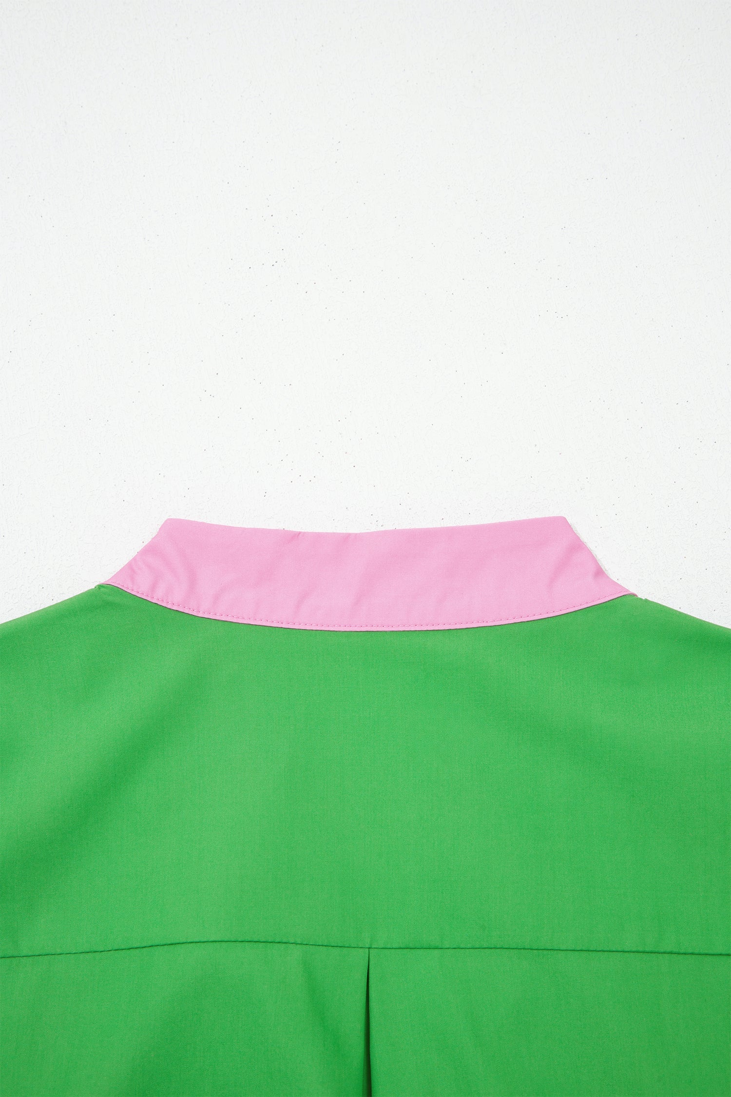 Bright Green Color Block Detail Split Neck Short Puff Sleeve Ruffle Hem Mini Dress