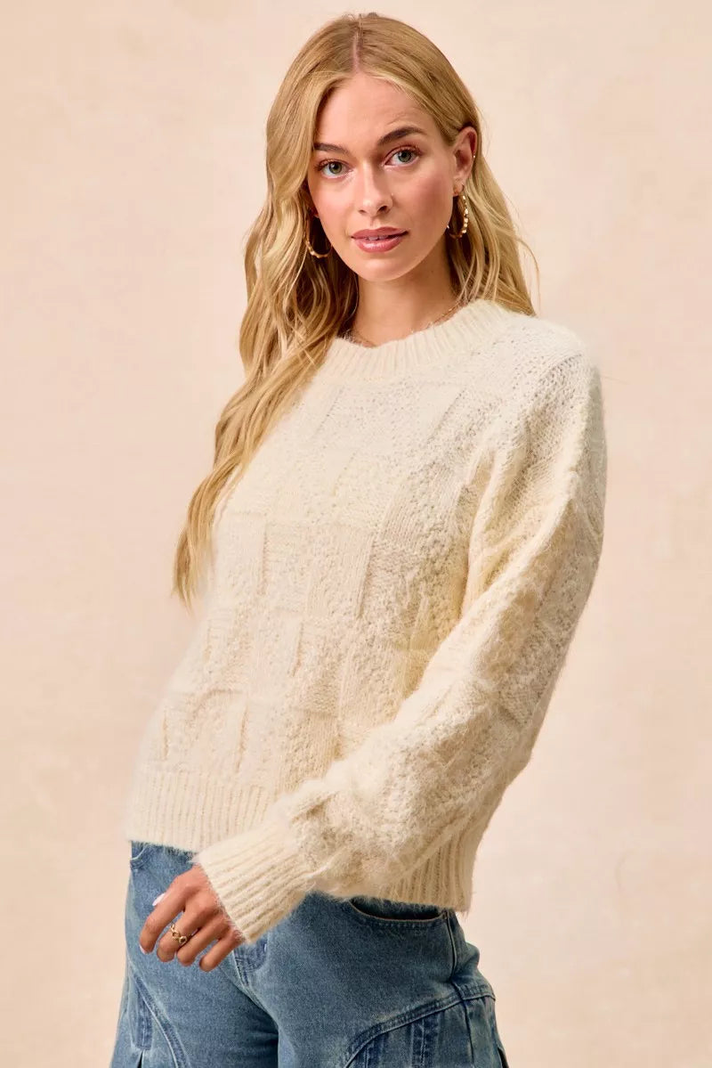Checker Board Drop Shoulder Sweater