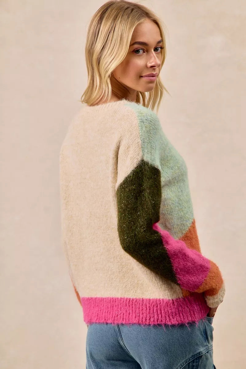 Multi Color Block Sweater Top