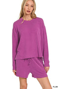 Corded Rib Long Sleeve Tee and Shorts Set