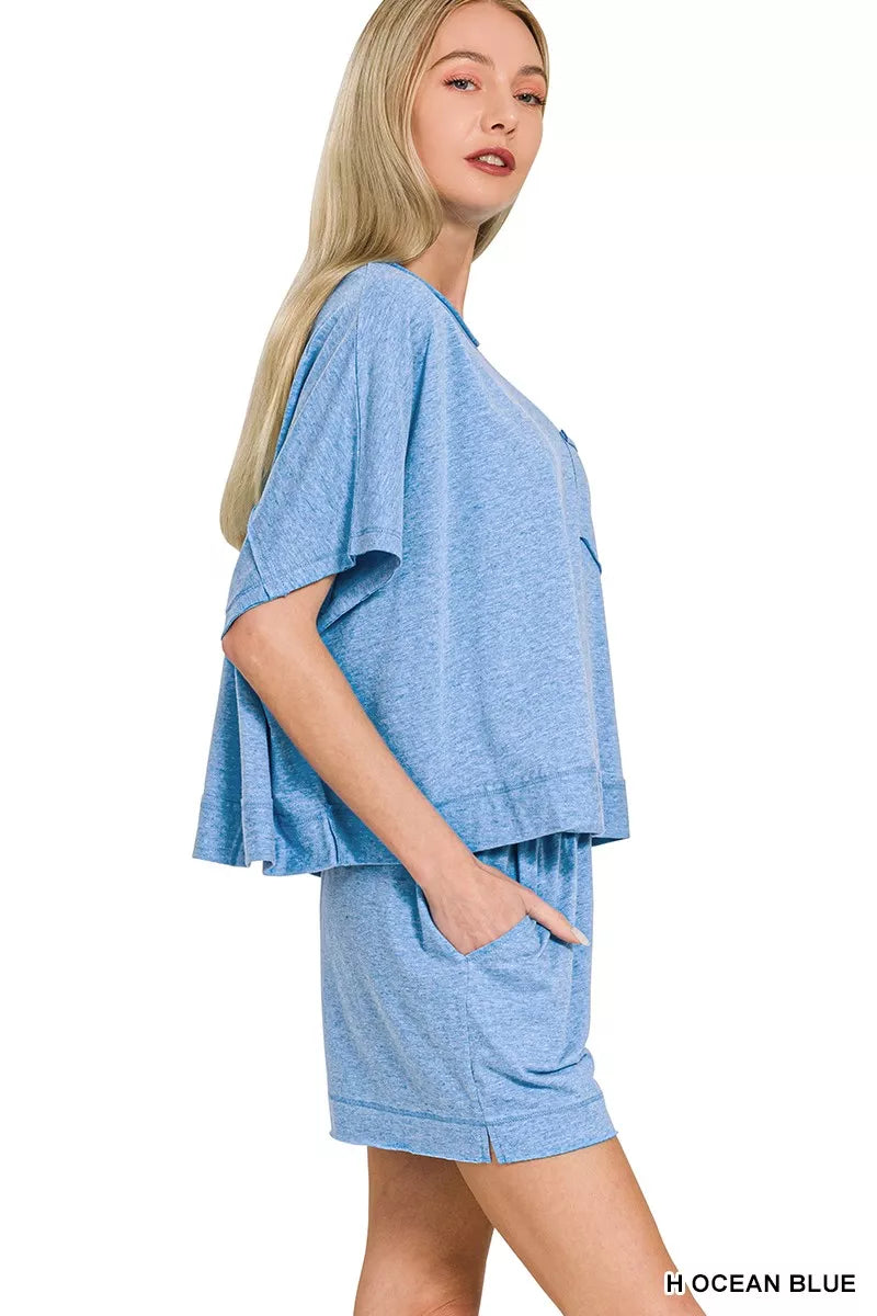Exposed Seam Boxy Top & Shorts Set