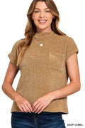 Chenille Waffle Short Sleeve Sweater