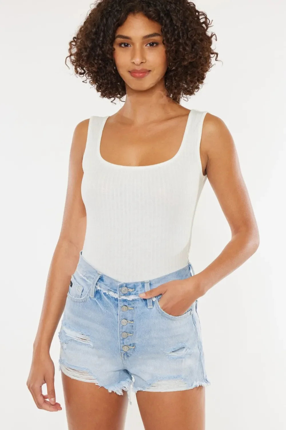I am a Fashion Junky Distressed Button Fly Denim Shorts