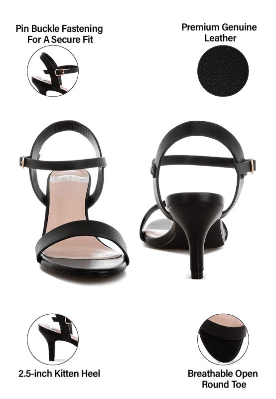 Tomari Pin Buckle Kitten Heel Sandals