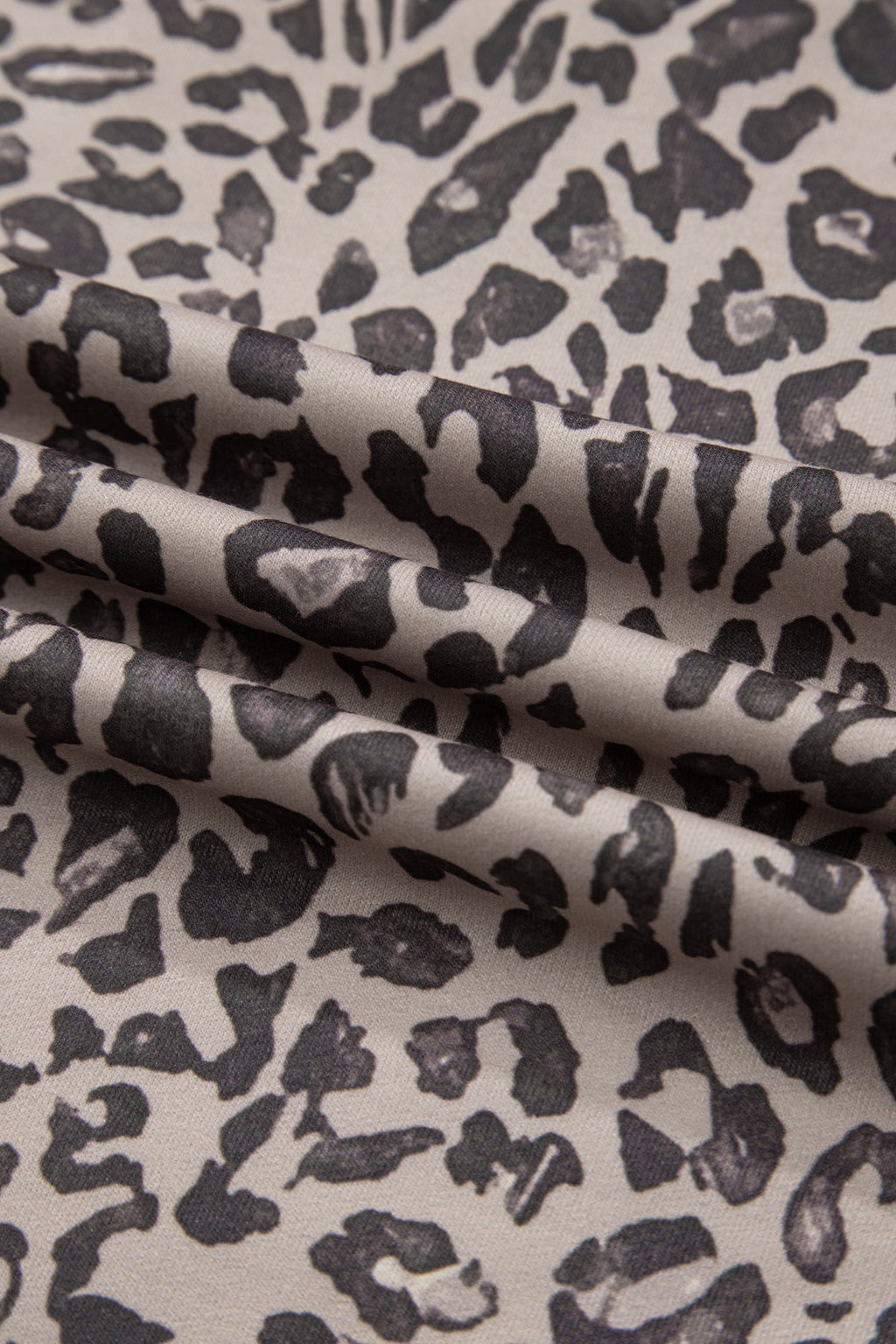 Khaki Leopard Print Patchwork Crew Neck Sweatshirt
