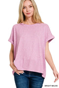 Soft Melange Hacci Short Sleeve Round Neck Top