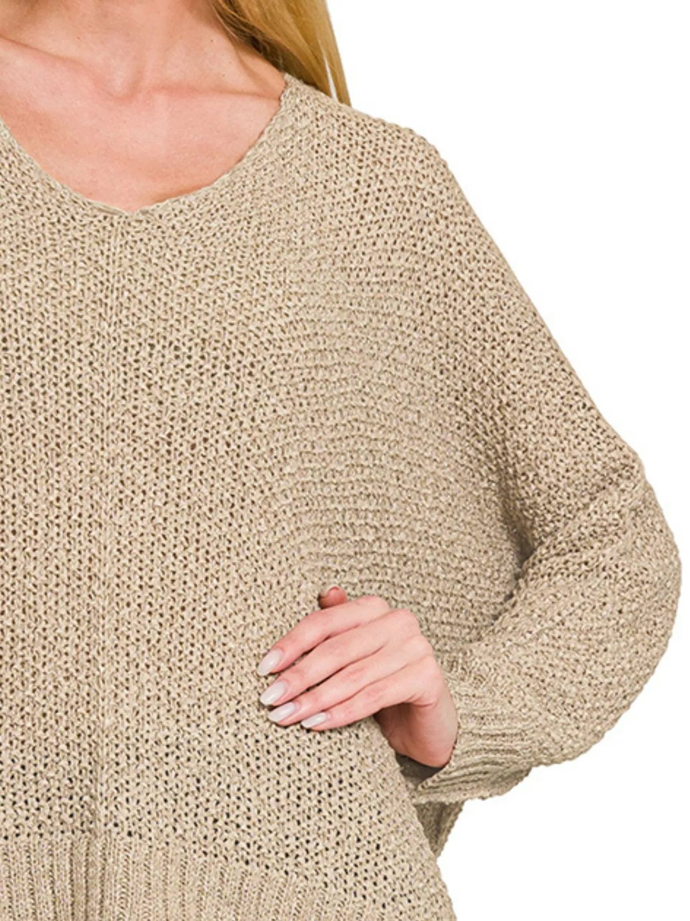 Dolman Sleeve V-Neck Sweater