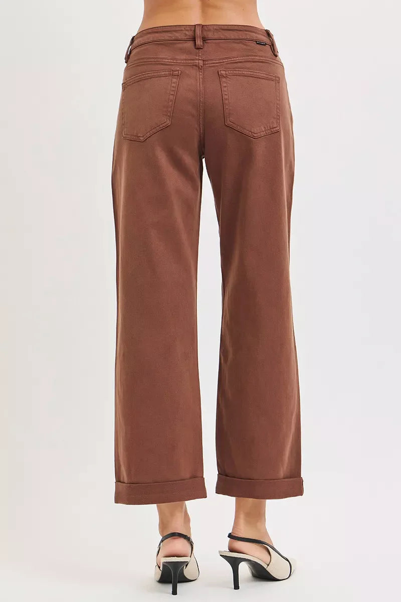 Full Size Tummy Control Mid Rise Ankle Barrel Baggy Plus Size
