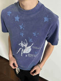 Men's Plus Size Vintage Washed Ballet Print T-Shirt