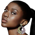 Animal Print Statement Earrings Green Wood Stylish Fashion Jewelry