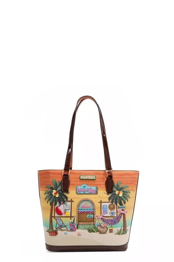 Tropical Beach House Print Shopper Bag