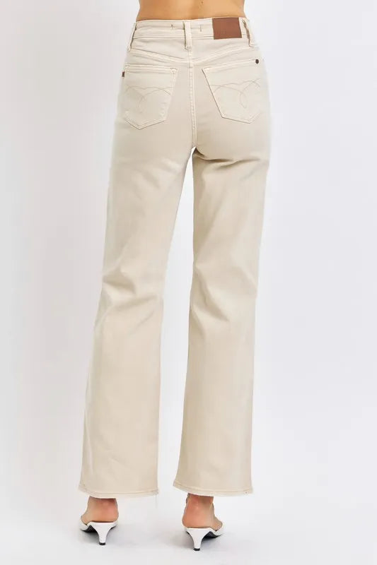 Full Size High Waist Distressed Wide Leg Jeans
