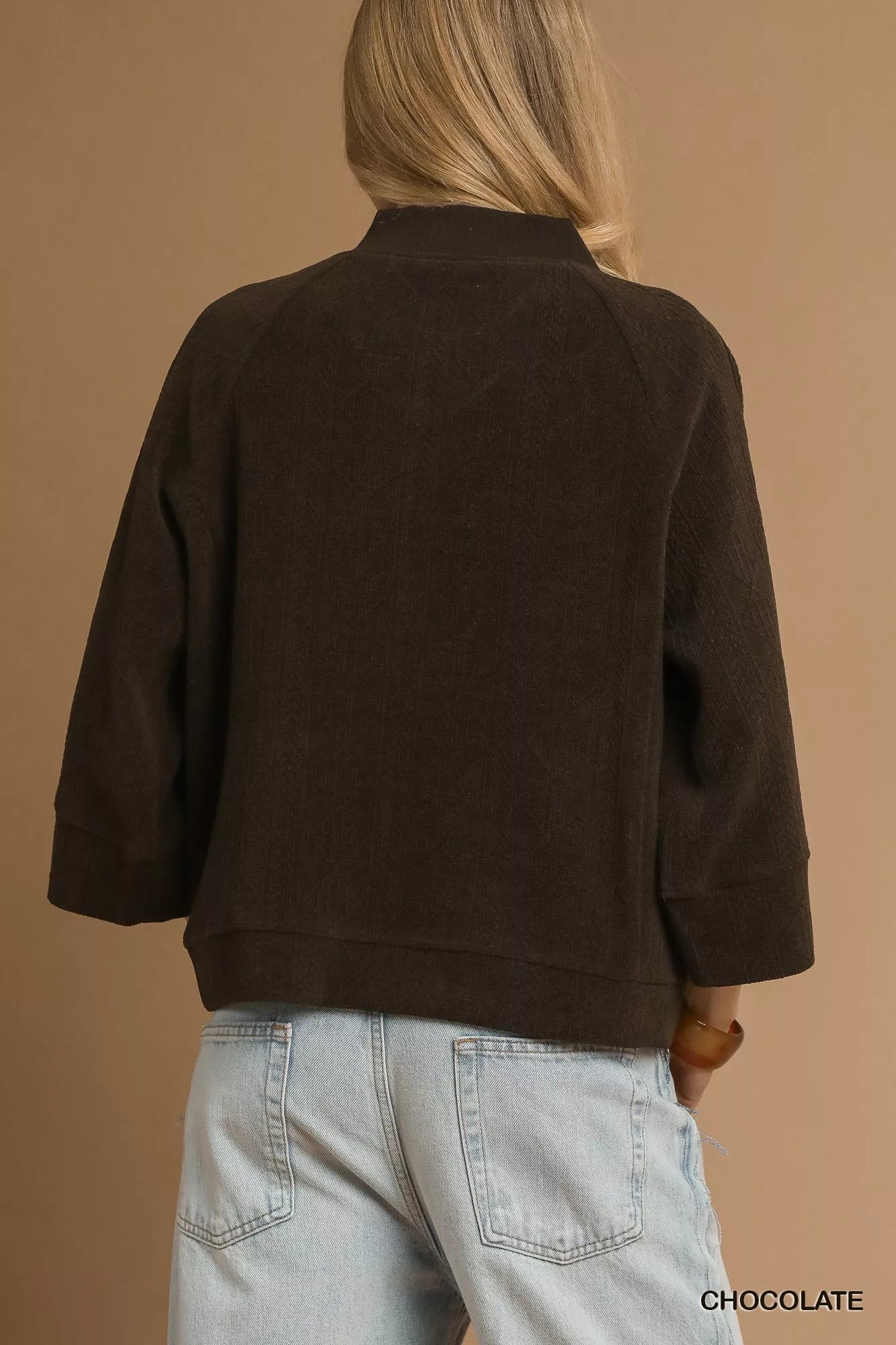 Textured Knit V-Neck Top