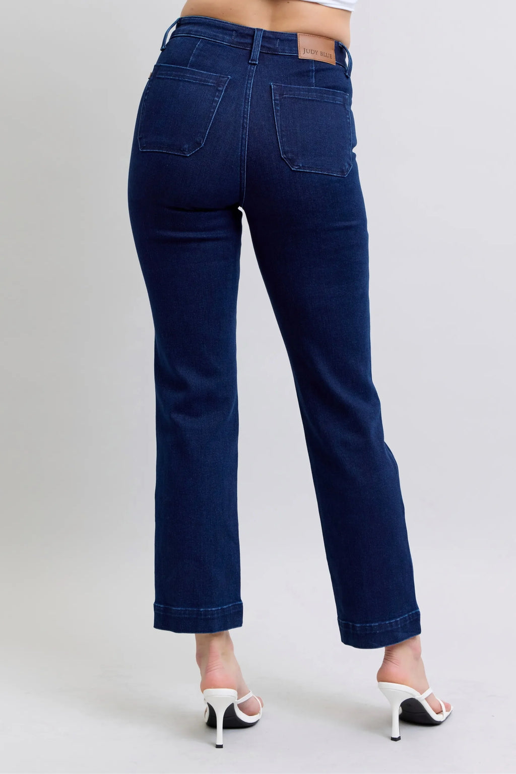 Full Size Hw Work Wear Knee Patch Straight Jeans Plus Size