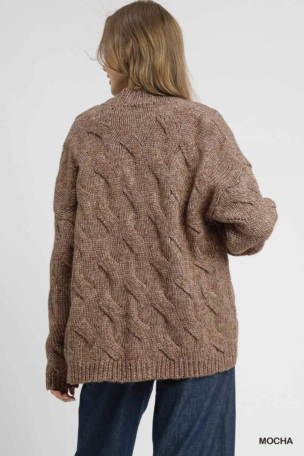 Chunky Cable Knit Open Front Cardigan