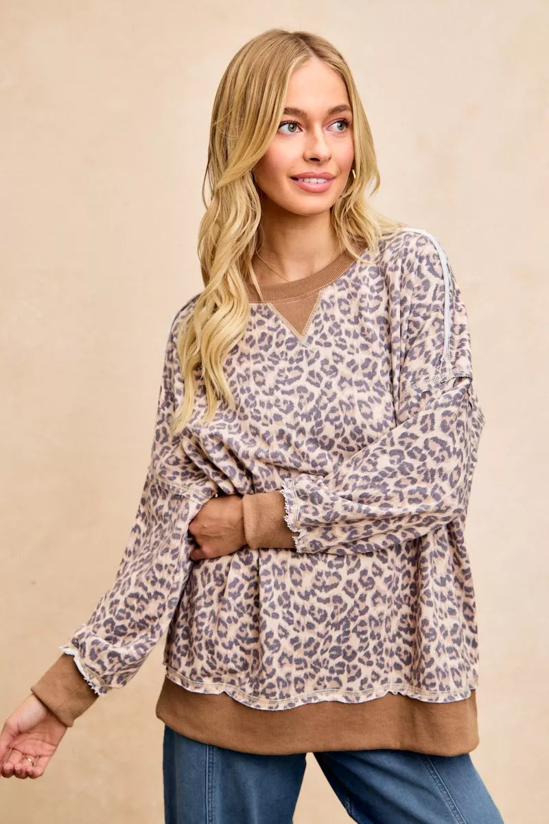 Leopard Printed French Terry Sweatshirt