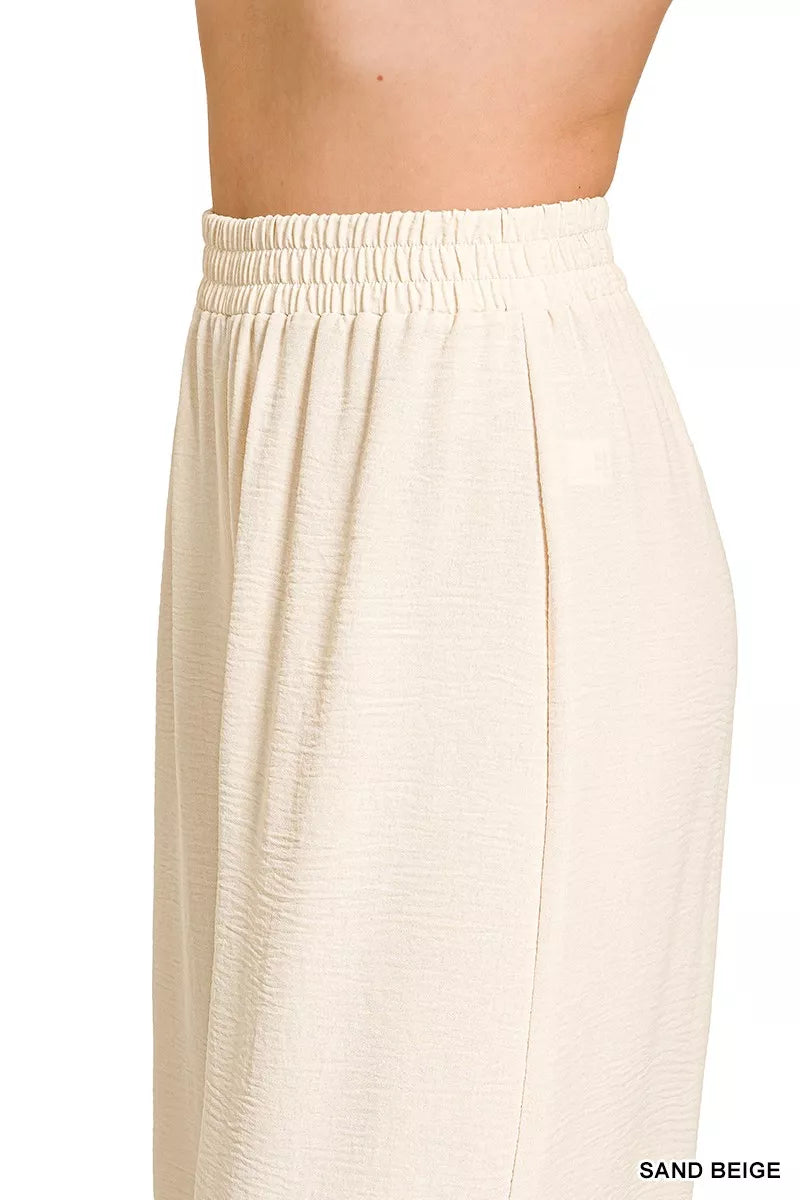 Woven Airflow Elastic Waistband Pants