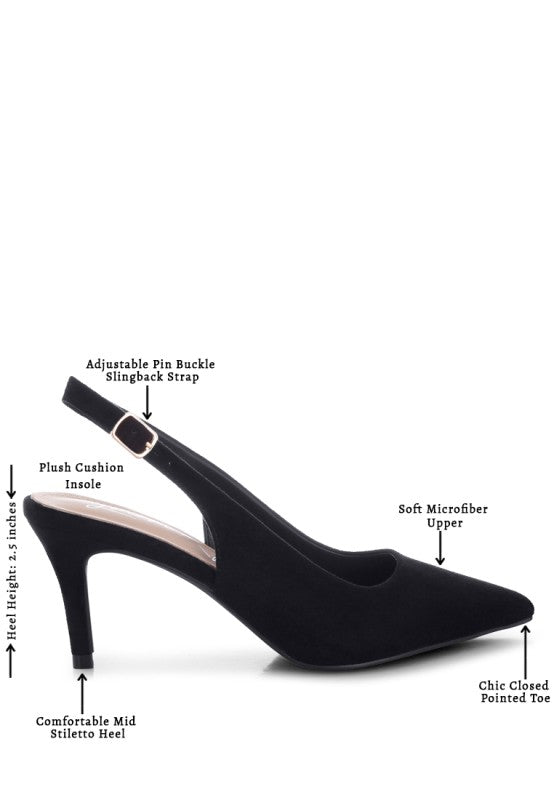 Theobs Soft Microfiber Pointed Toe Slingbacks