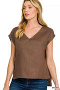 Linen V-Neck Sleeveless Top