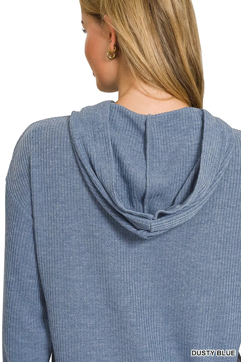 Ribbed Long Sleeve Hoodie