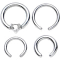 16G and 14G Clear Gem Heart Interchangeable BCR Set
