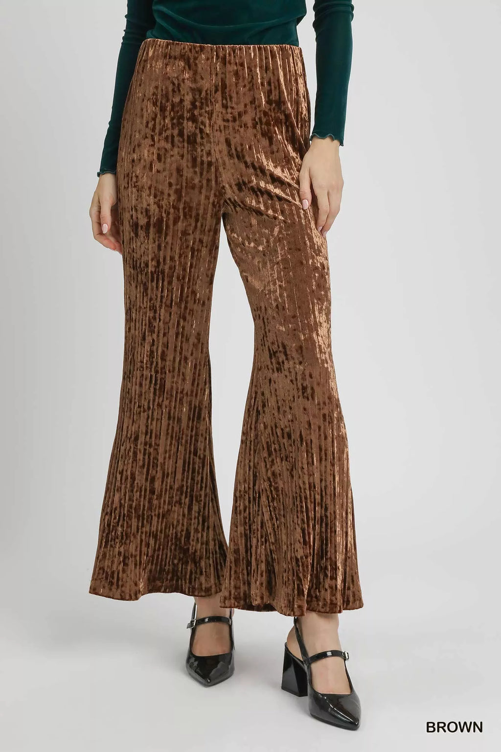 Velvet Pleated Wide Leg Pants