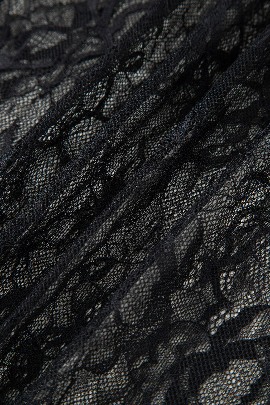 Black Solid Color Sleeveless Sheer Floral Lace Patchwork Long Dress