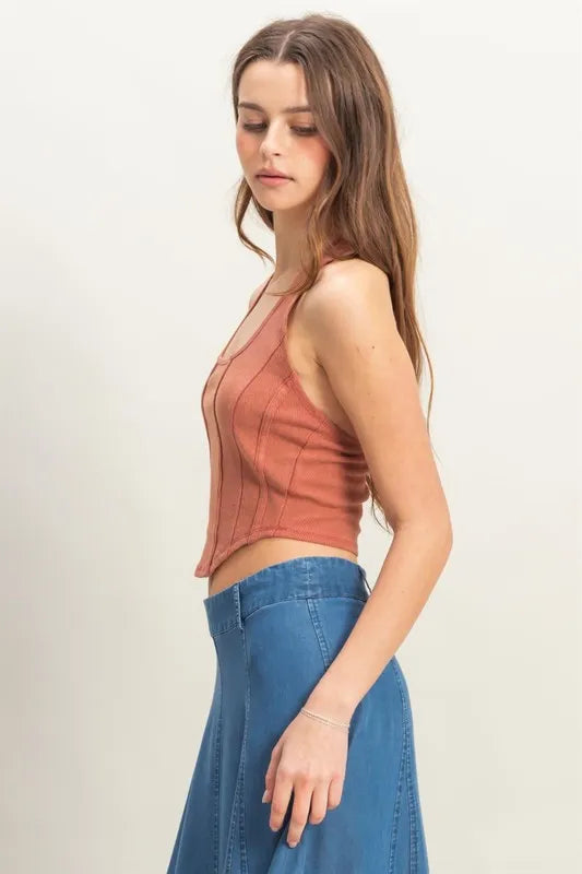Mineral Wash Halter Neck Everyday Top