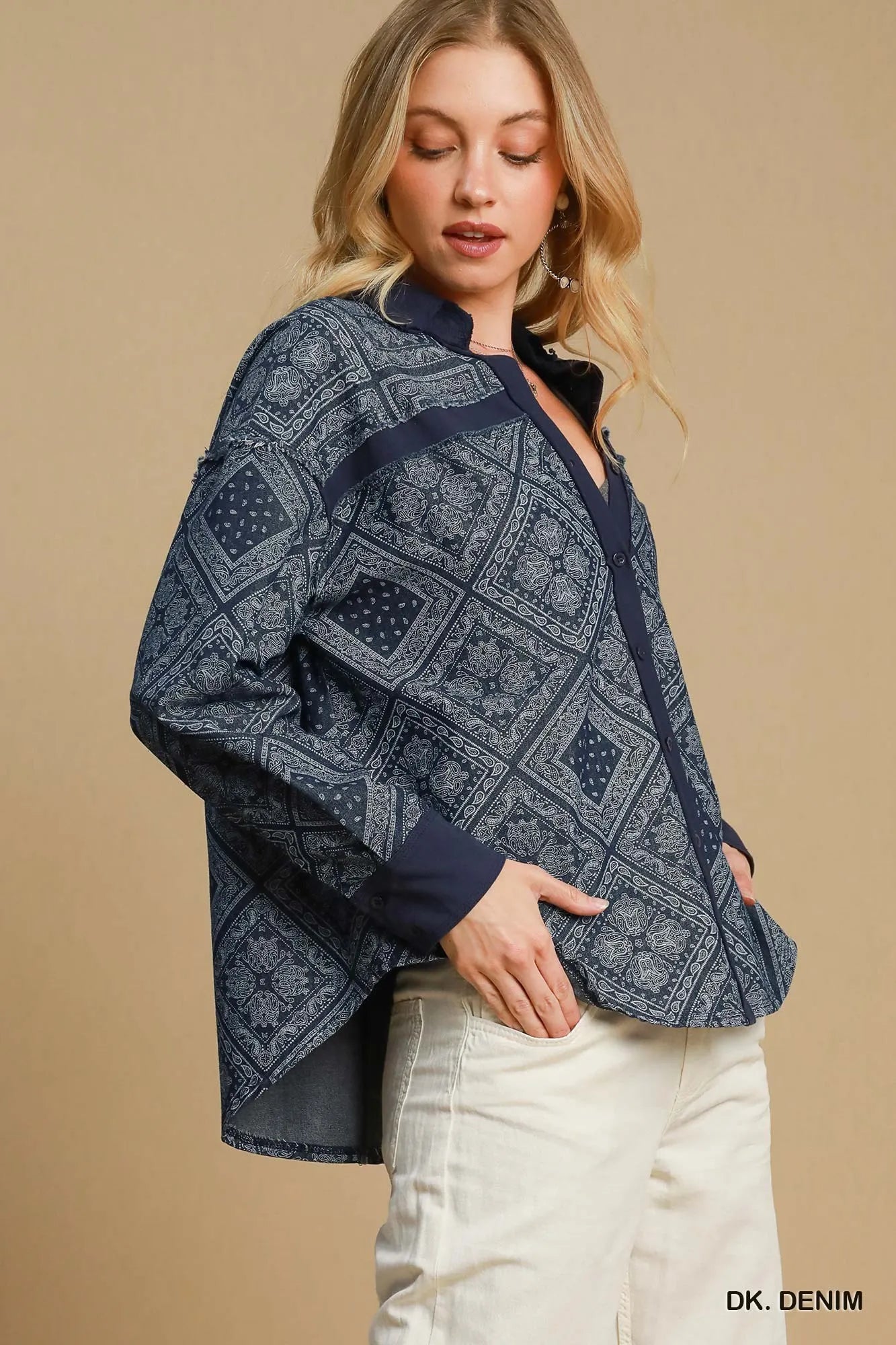 Paisley Print Denim Shirt Jacket
