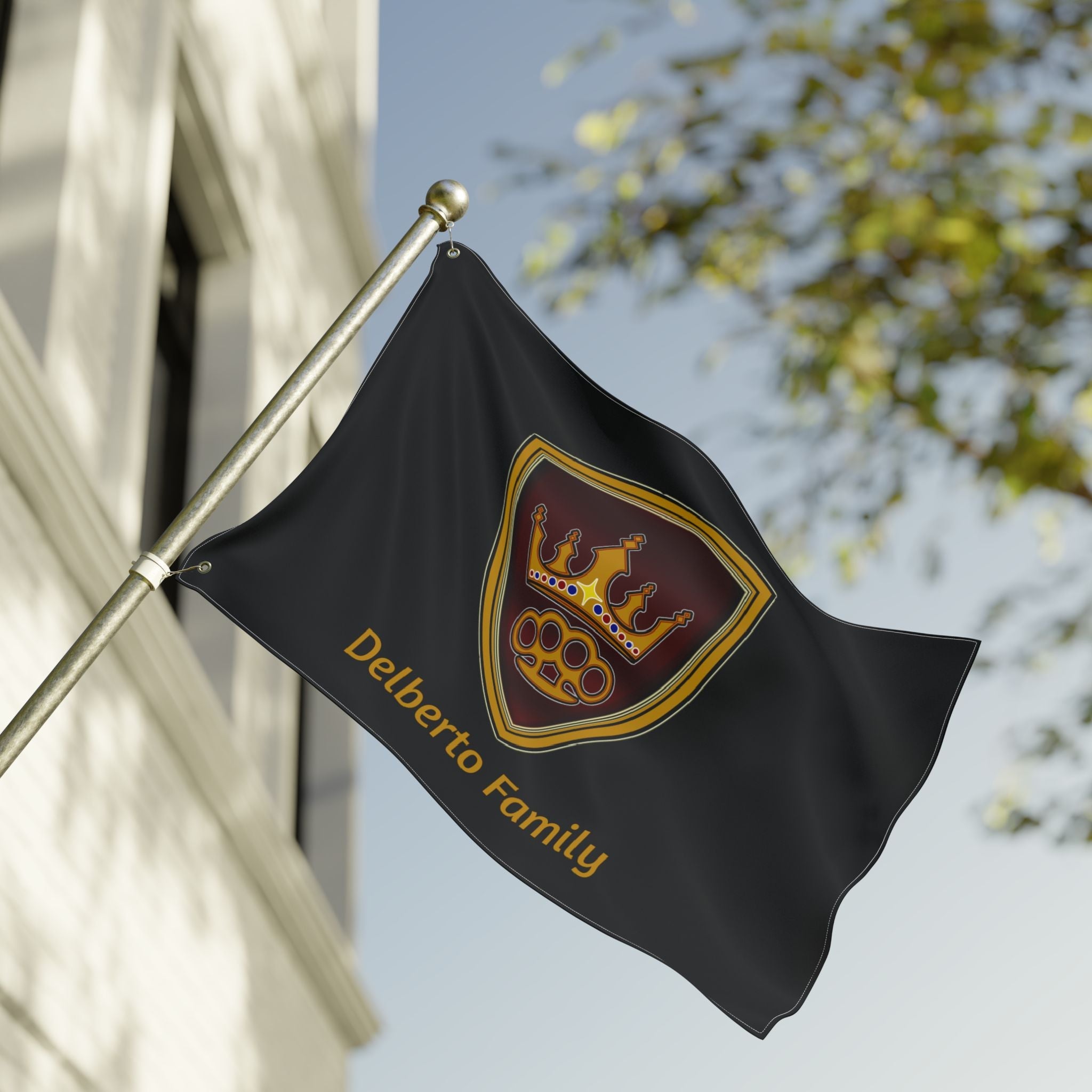 Delberto Family Flag — Double-Sided Outdoor Banner